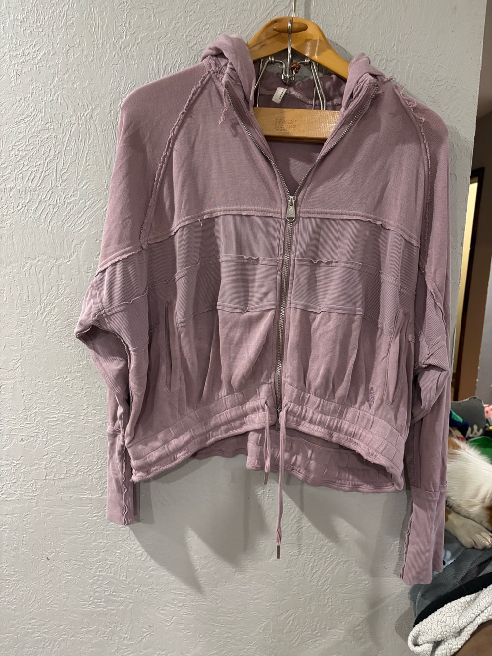 Free People Movement Zip Oversized Cropped Hooded Sweatshirt One Size Medium